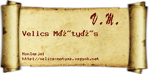 Velics Mátyás névjegykártya